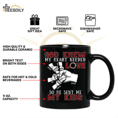 Teesdily | God Knew My Heart Needed Love So He Sent Me My Kids Father's Day, Jesus Lovers, Unisex Tshirt Hoodie Sweatshirt Mug