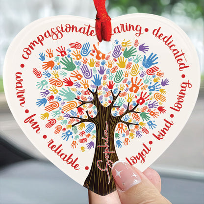 Teesdily | Christmas Social Worker Ceramic Ornament, Social Work Compassionate Gift Xmas Ornament, Christmas Ornament Gift