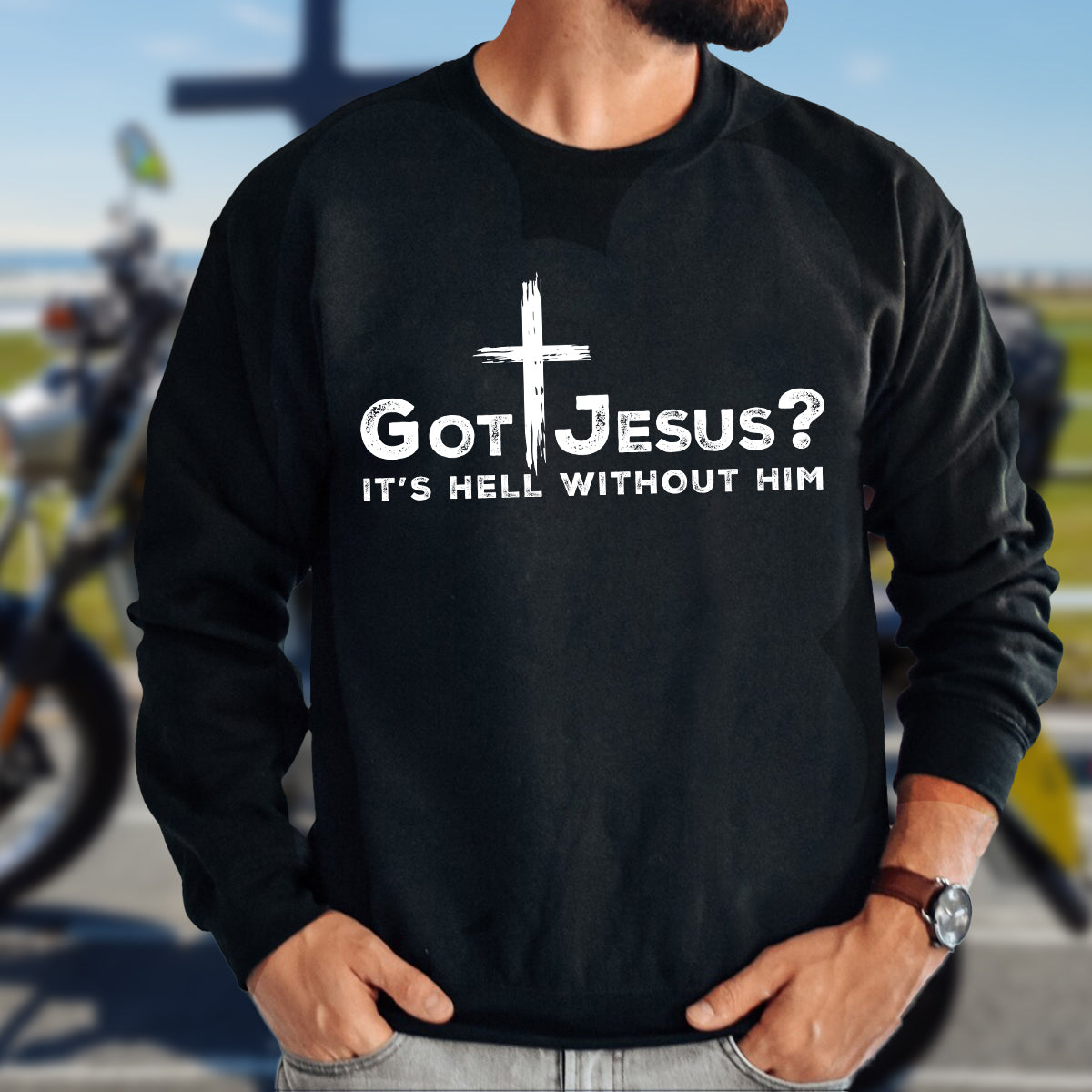 Teesdily | Jesus Cross Shirt, Got Jesus It's Hell Without Him Tee Sweatshirt Hoodie Mug, Jesus Lovers Gifts, Christian Apparel