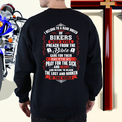 Teesdily | Jesus Biker Shirt, I Belong To A Rare Breed Of Bikers Back Design Unisex T-shirt, Christian Bikers Sweatshirt Hoodie Mug, God Lovers