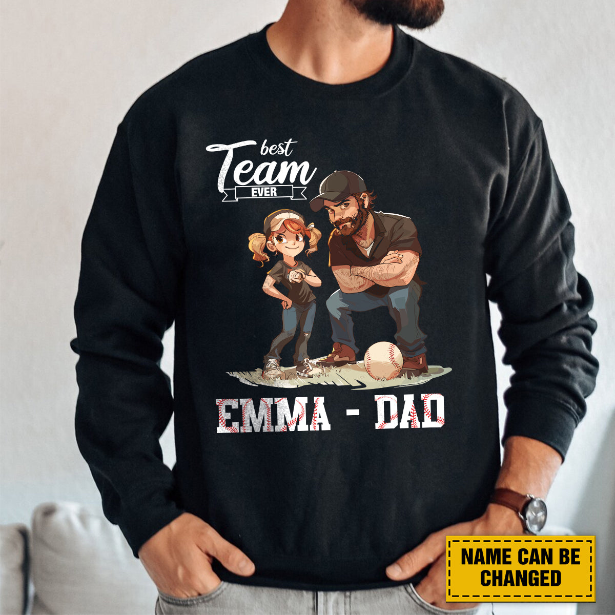 Teesdily | Customized Best Team Ever Shirt, Baseball Dad Shirt, Father Daughter Gift, Dad Tee, Unisex Tshirt Hoodie Sweatshirt Mug