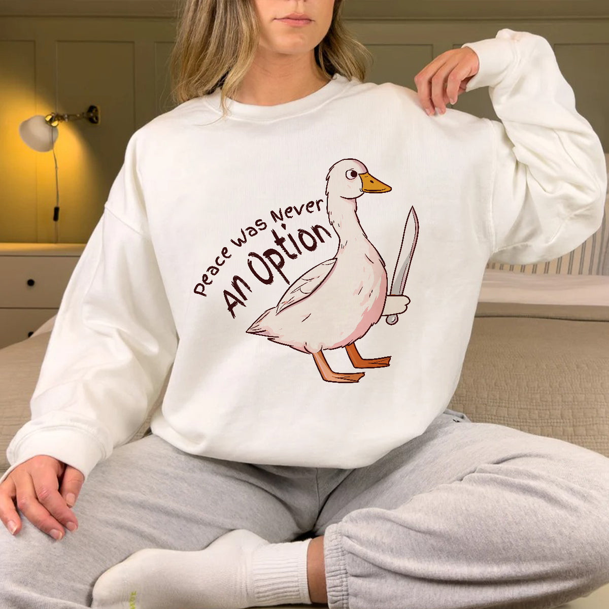 Teesdily | Silly Goose Shirt, Peace Was Never An Option T-shirt, Funny Goose Sweatshirt Hoodie Mug, Meme Shirt, Cute Duck Shirt, Goose Lover Gift