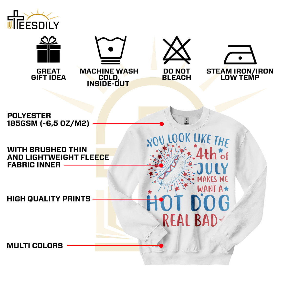 Teesdily | Hotdog Funny Independence Day Shirt, You Look Like The 4th Of July Sweatshirt Hoodie Mug, Retro Vintage America