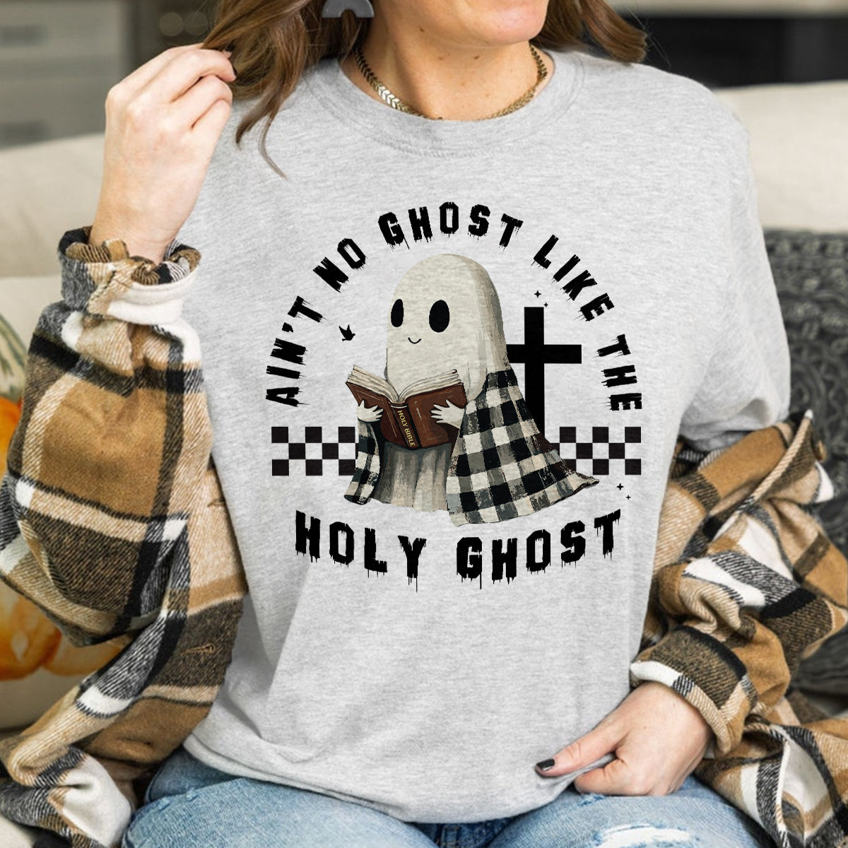 Teesdily | Holy Spirit Jesus Halloween Shirt, Ain't No Ghost Like The Holy Ghost Tee Sweatshirt Hoodie Mug, Halloween Christian Shirt