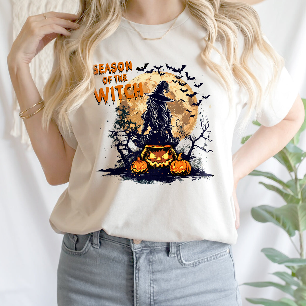 Teesdily | Season Of The Witch Shirt, Funny Vintage Halloween Tshirt Sweatshirt Hoodie Mug, Retro Horror Social Club Tee, Spooky Vibe Halloween Gift