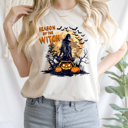 Teesdily | Season Of The Witch Shirt, Funny Vintage Halloween Tshirt Sweatshirt Hoodie Mug, Retro Horror Social Club Tee