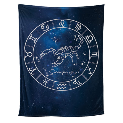 Teesdily | Scorpius Personalized Fleece Blanket With Name Horoscope Design Sherpa Blanket Zodiac Sign Constellation Astrology Adult Kid Birthday Gifts