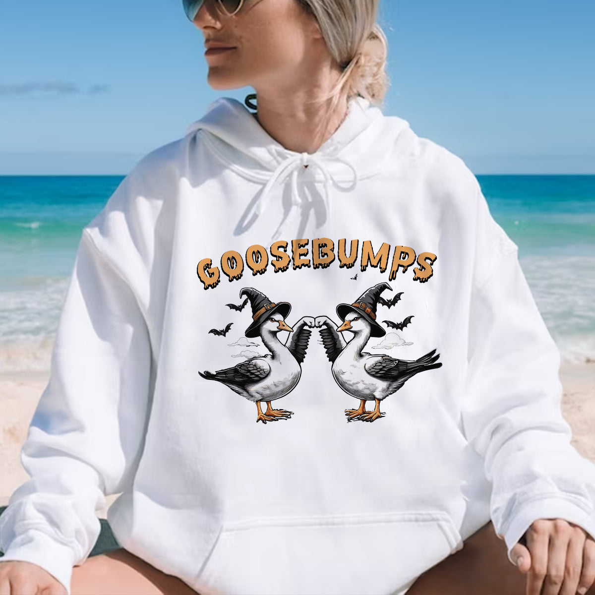 Teesdily | Silly Goose Shirt, Halloween Silly Goose Shirt, Silly Goose Bumps Sweatshirt, Retro Halloween Funny Goose Hoodie Mug, Halloween Outfit Gift