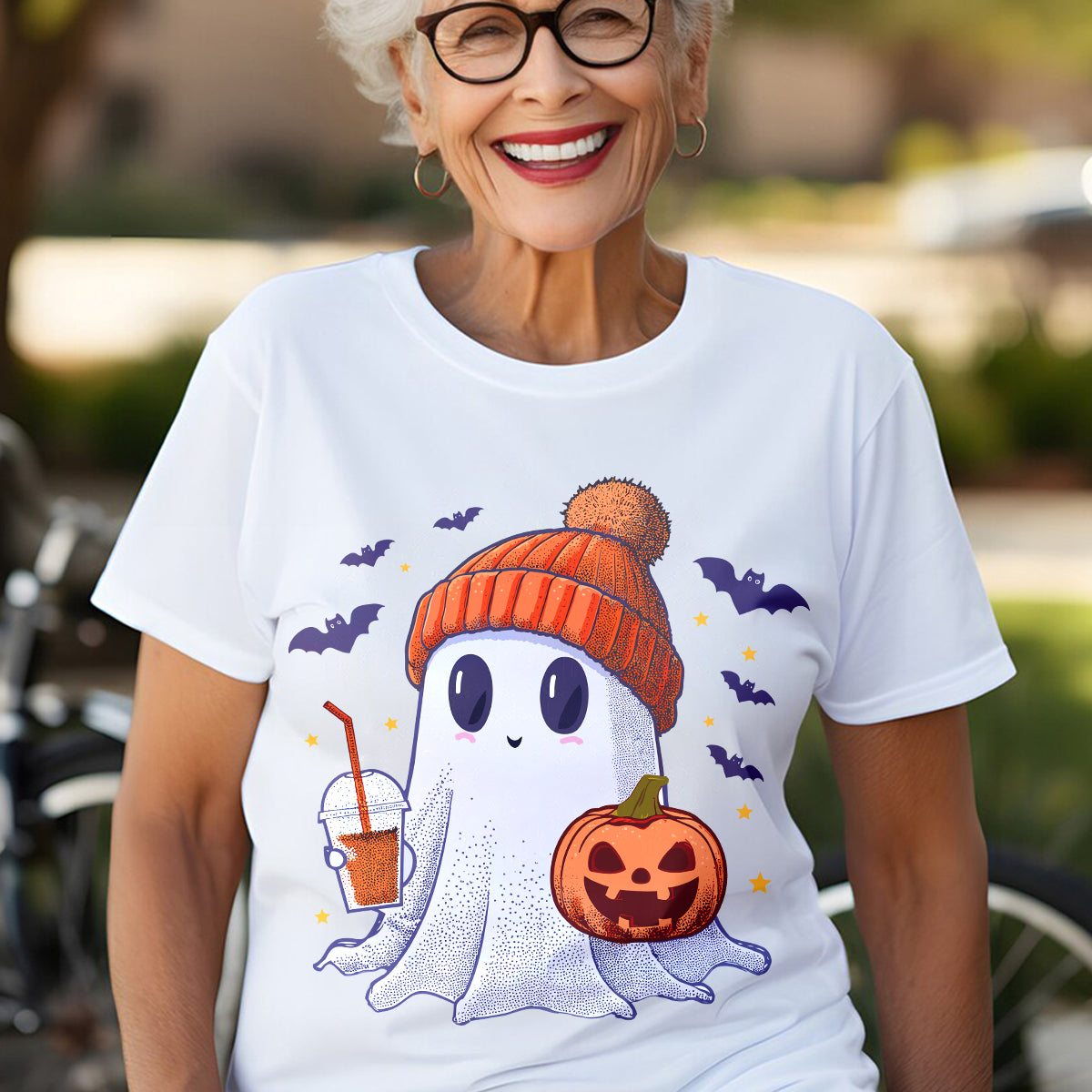 Teesdily | Cute Ghost Halloween Shirt, Happy Halloween Tee Sweatshirt Hoodie, Spooky Vibes Mug, Halloween Gifts Idea