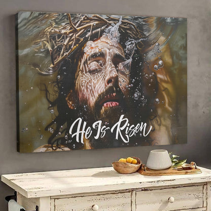 Teesdily | Jesus Cross Poster, God Bless My Family Poster, He Is Risen Canvas, Christian Gift, Gift For Jesus Lovers, Religious Poster Canvas