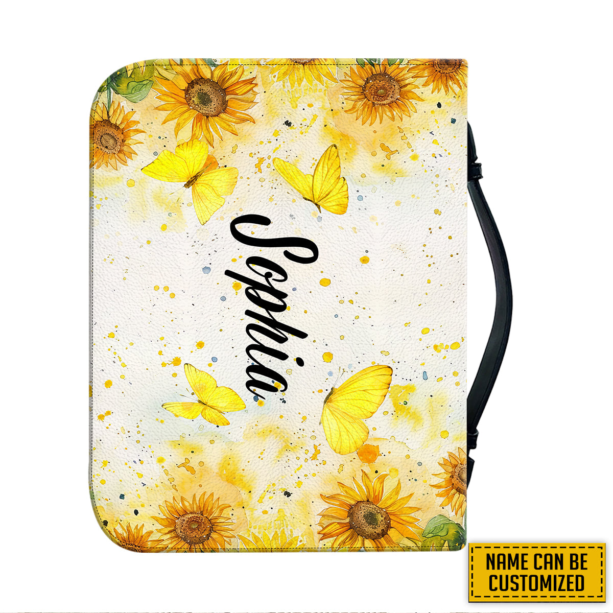 Teesdily | Customized Jesus Sunflower Butterfly Bible Cover, God Says Your Are Bible Cases, Gift For Jesus Lovers, Religious Bible Cover With Handle