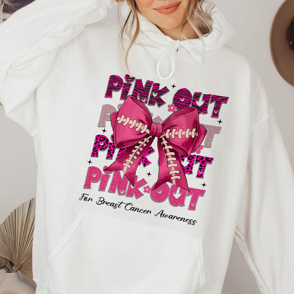 Teesdily | Breast Cancer Awareness Pink Shirt, Pink Out Tee Sweatshirt Hoodie Mug, Football Coquette T-shirt, Pink Ribbon, Game Day Shirt