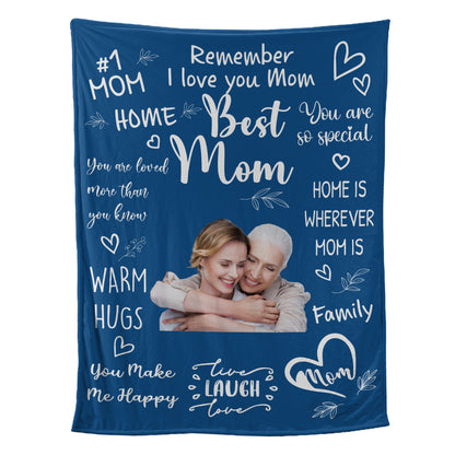 Teesdily | Personalized Photo Best Mom Ever Sherpa Blanket Awesome Mother's Day Fleece Blanket Mother Sentimental Heartwarming Gifts From Daughter