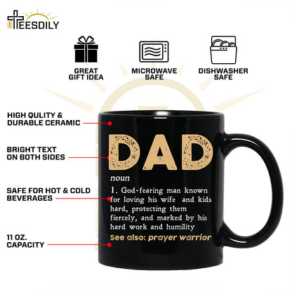 Teesdily | Dad Definition Customized Shirt, Prayer Warrior Men's Shirt, Father Day Gifts, God Fearing Man Unisex Tshirt Hoodie Sweatshirt Mug