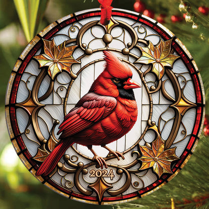 Red Cardinal Circle Ceramic Ornament