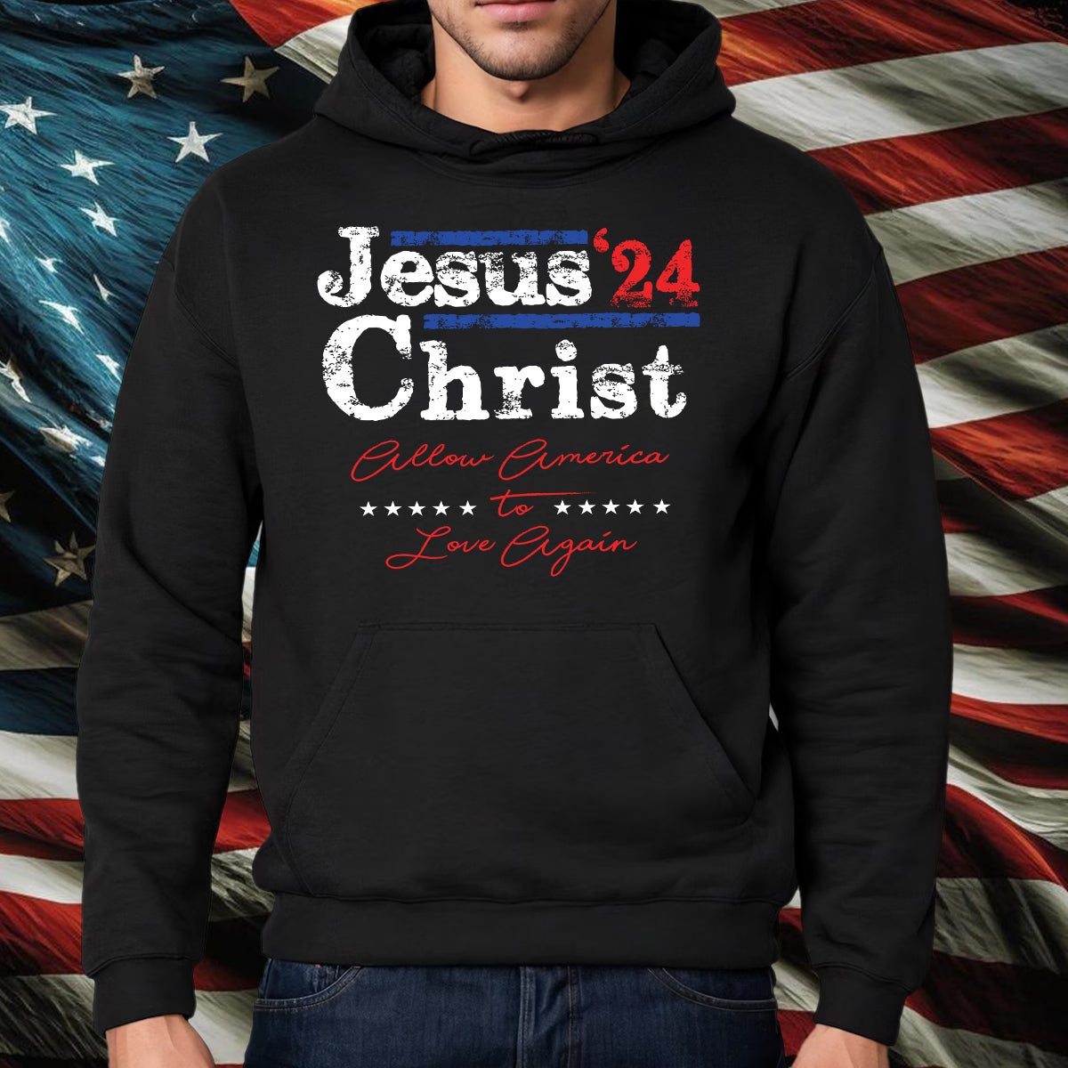 Teesdily | Jesus Christ Allow America To Love Again Jesus Shirt, Patriotism Men's Shirt, Independence American Sweatshirt Hoodie Mug, Christian Gifts