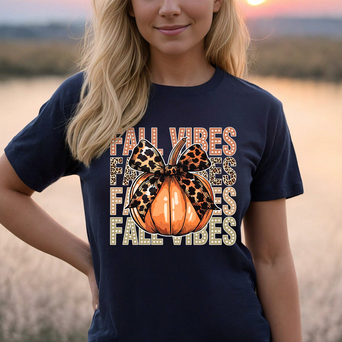 Teesdily | Retro Fall Vibes Pumpkin Bow Shirt, Halloween Pumpkin Ghost Bow Leopard Sweatshirt, Happy Fall Hoodie Mug, Fall Tee