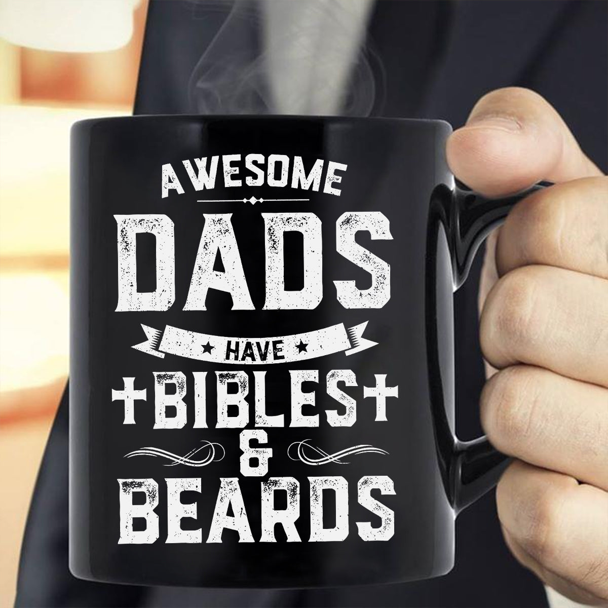 Teesdily | Awesome Dad Have Bibles And Beards Shirt Father's Day Gift, Jesus Lovers, Beards Man Tee, Christian Gifts, Daddy Tee Sweatshirt Hoodie Mug