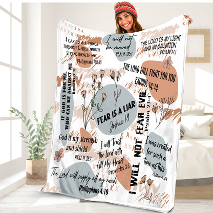 Teesdily | Jesus Christian Blanket, Fear Is A Liar Lightweight And Premium Fleece Blanket, Jesus Lovers Gifts, Blanket For Family Adults Kids