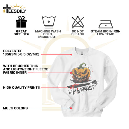 Teesdily | Halloween Scary Pumpkin Shirt, Why So Serious T-shirt, Evil Pumpkin Serious Sweatshirt Hoodie Mug, Halloween Outfit Holiday Gifts