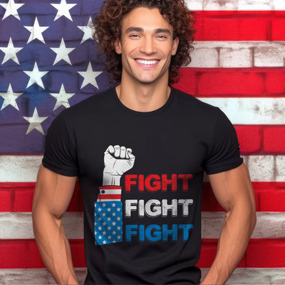 Teesdily | Fight America Shirt, Fight Fight Fight T-shirt, Fight For Freedom Sweatshirt Hoodie Mug, America Pride Shirt, Patriot Gifts For Men Women