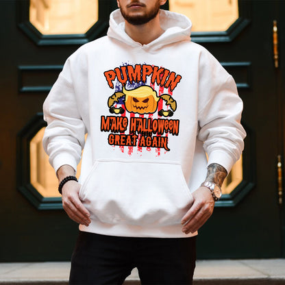 Teesdily | Halloween American Flag Pumpkin Shirt, Pumpkin Make Halloween Great Again T-shirt, Pumpkin Halloween Sweatshirt Hoodie Mug, Holiday Gifts