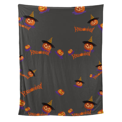 Teesdily | Halloween Pumpkin Personalized Fleece Blanket With Face Funny Halloween Custom Photo Fleece Throw Blanket Halloween Gift For Kids