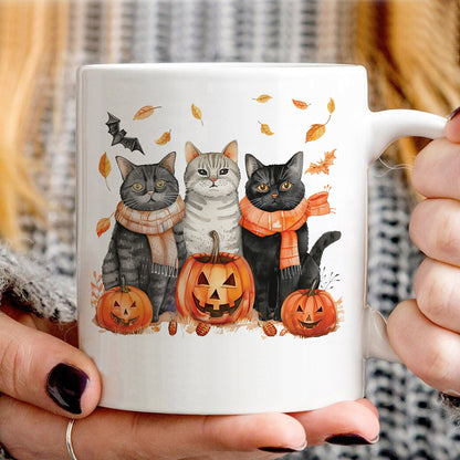 Teesdily | Halloween Cool Cats Shirt, Halloween Cat Pumpkin Bat Sweatshirt Hoodie Mug, Halloween Fall Spooky Season T-shirt, Cat Lover Gifts