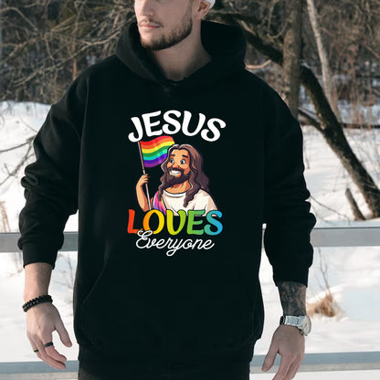 Teesdily | Jesus Loves Everyone Shirt, LGBT Jesus T-shirt, Rainbow Pride Sweatshirt, Gay Pride Month Hoodie, Funny Pride Mug, Jesus Lovers Gift