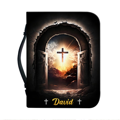 Teesdily | Jesus Christ Personalized Bible Bag He Has Risen Just As He Said Bible Case For Men Easter Day Religious Gift Ideas