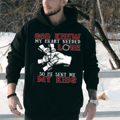 Teesdily | God Knew My Heart Needed Love So He Sent Me My Kids Father's Day, Jesus Lovers, Unisex Tshirt Hoodie Sweatshirt Mug