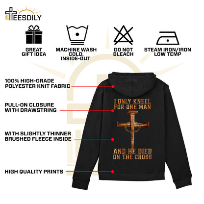 Teesdily | Jesus Cross 4given Crown Shirt, I Only Kneel For One Man He Died On The Cross Back Design Sweatshirt Hoodie Mug, Jesus Christian Lovers