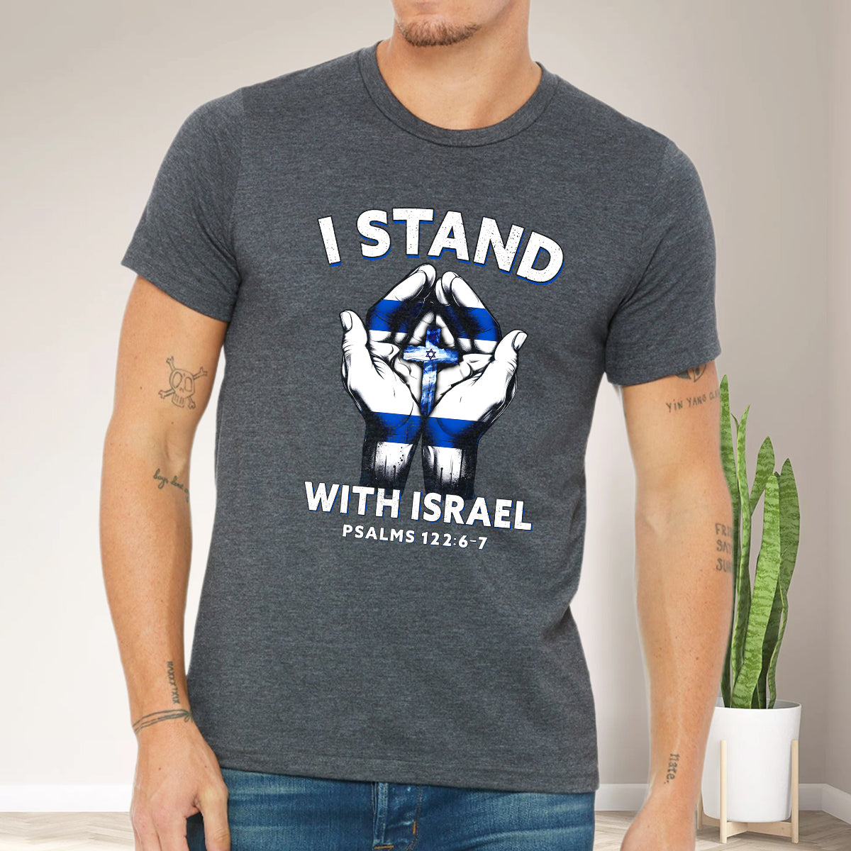 Teesdily | I Stand With Israel Jesus Shirt, Israel Flag Hoodie Sweatshirt Mug, Jesus Lovers Gifts, Israel Support Tee