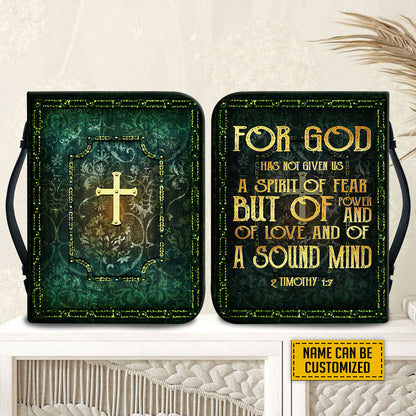 Teesdily | Customized Christian Cross Bible Carrier, For God Has Not Given Us A Spirit Of Fear, Jesus Bible Holder, Gifts For Pastor Bible Cover