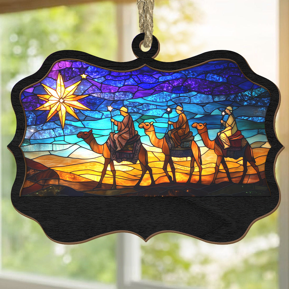 Teesdily | Customized Jesus Nativity 3 Wise Men Christmas Ornament, Holy Night Suncatcher, Jesus Lover Gift, Christmas Ornament