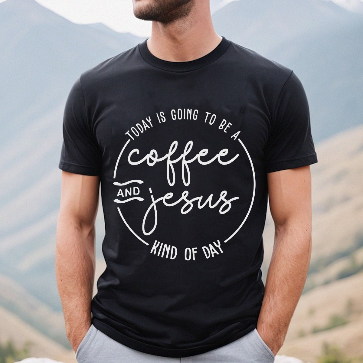 Teesdily | Jesus Christ Minimalist Style Casual Shirt Today Is Going To Be A Coffee And Jesus Kind Of Day Sweatshirt Hoodie Mug Coffee Lover Gifts