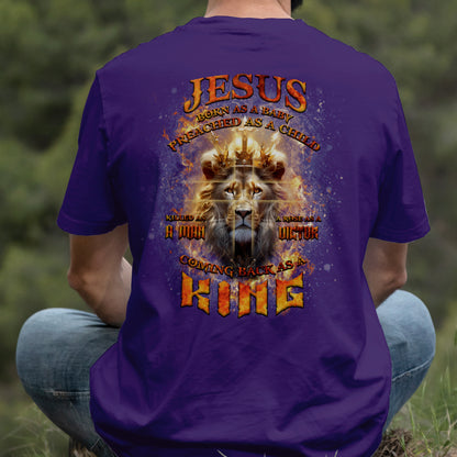 Teesdily | Jesus Coming Back As A King Lion Shirt, Christian Cross Lion Sweatshirt, Jesus King Hoodie Mug, Faith Religious Gift