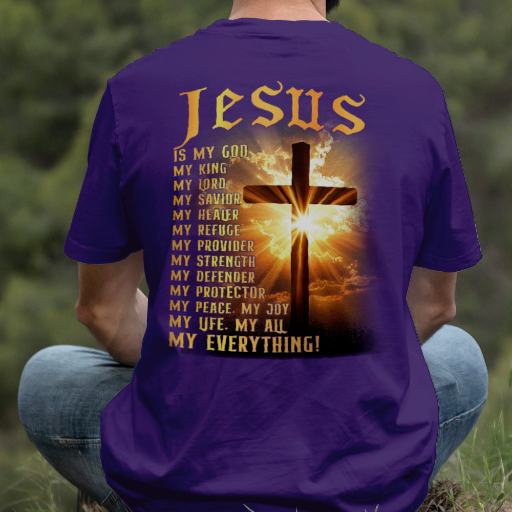 Teesdily | Jesus Is My God Shirt, Jesus My Everything Sweatshirt , Jesus Christian Cross Light Hoodie Mug, Religious Faith Gift