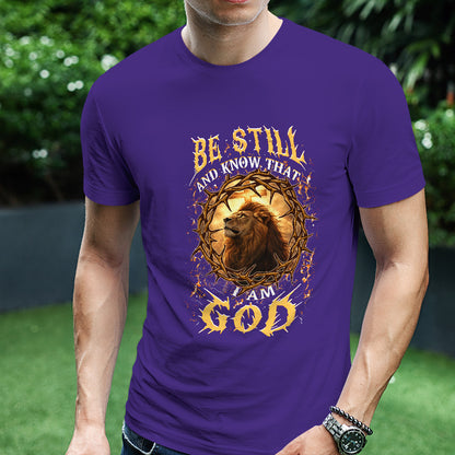 Teesdily | Be Still And Know That I Am God Shirt, Jesus Lion Of Judah Sweatshirt, Christ Cross Hoodie Mug, Faith Religious Gift