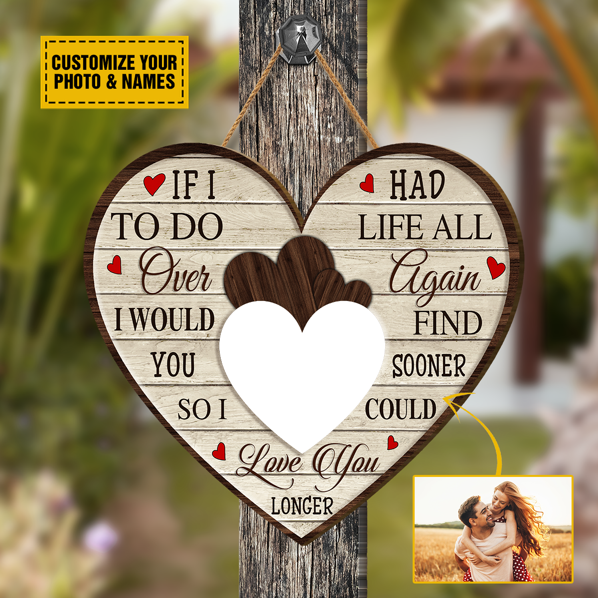 Teesdily | Customized Photo Valentines Wood Sign Wall Decor Couple Pallet Wood Decor I Would Find You Sooner So I Could Love You Longer Lover Gifts