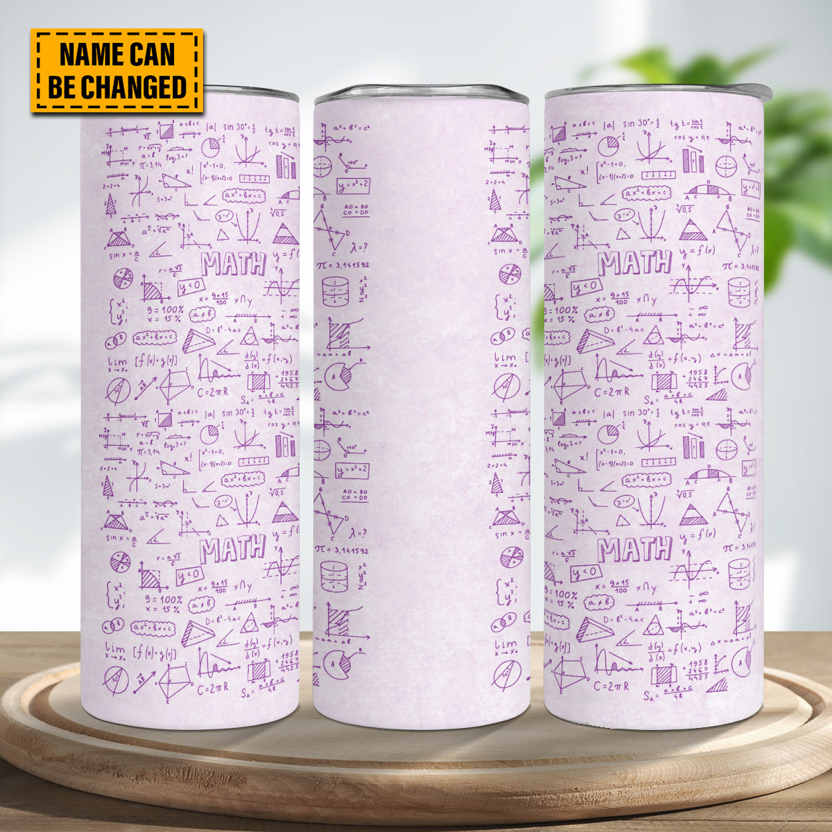 Teesdily | Math Teacher Personalized Skinny Tumbler, Mathematics Doodle Pattern Insulated Tumbler, The Best Math Teacher Ever Water Cup, Teacher Gifts