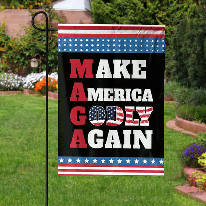 Teesdily | Make America Godly Again Patriotic Garden Flags, Jesus Christ American Flag House Decor, Independence Day Outdoor Decor, Patriotic Gifts