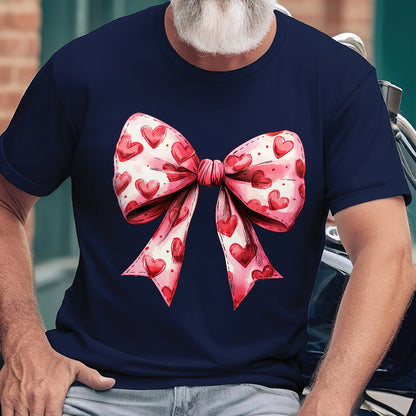 Teesdily | Valentine's Day Heart Coquette Bow Shirt, Retro Valentine Sweatshirt Mug, Coquette Bow Hoodie, Bow Valentine Mug Gift