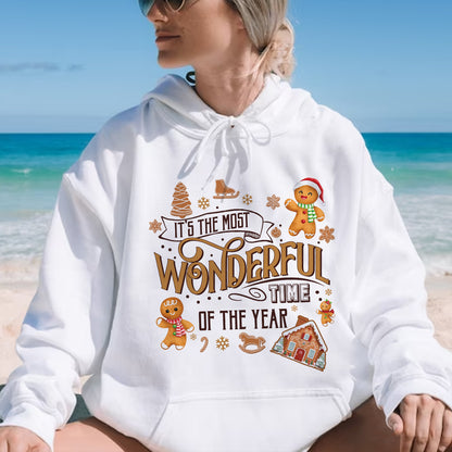 Teesdily | It's The Most Wonderful Time Of The Year Shirt, Cute Gingerbread Sweater, Gingerbread Hoodie Gift For Christmas