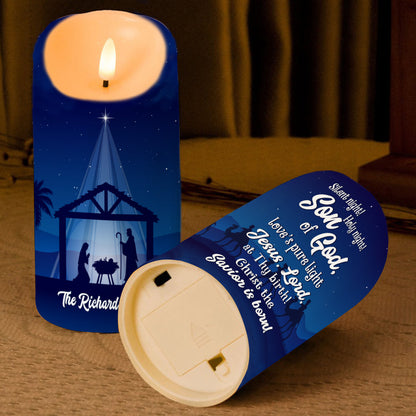 Teesdily | Custom Christmas Nativity Scene LED Candle Without Battery, Holy Night Birth Jesus, Christ Religious Christmas Gift