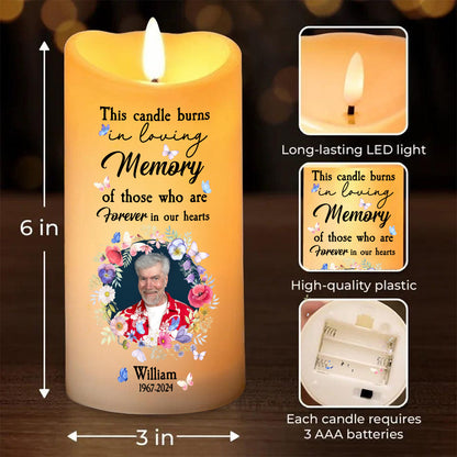 Teesdily | Customized Memorial Family Led Candle, Forever In Our Heart Flameless Candle Xmas Gift, Christmas Candle Gift