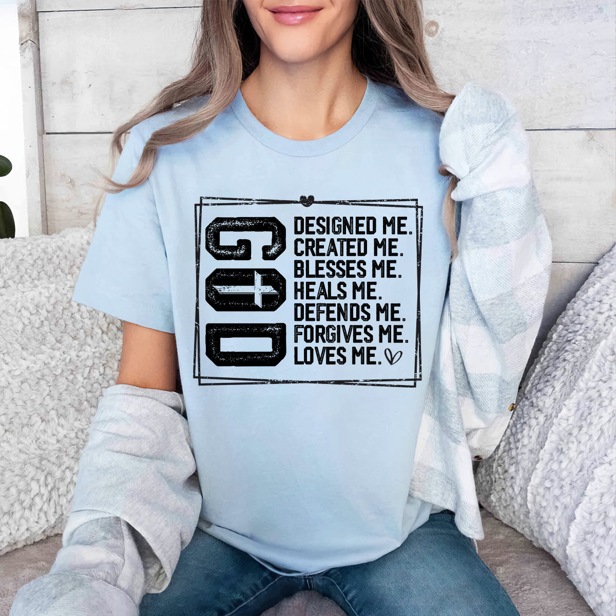 Teesdily | Jesus Shirt, God Designed Me, God Loves Me Tee Sweatshirt Hoodie Mug, Jesus Lovers Gifts, Christian Apparel, God Believers Gifts