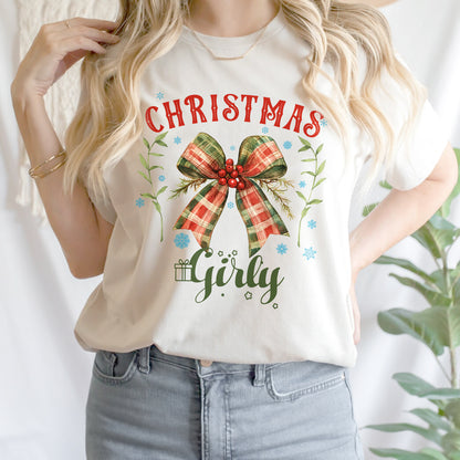 Teesdily | Vintage Coquette Bow Christmas Girly Shirt, Christmas Coquette Bow Sweatshirt, Christmas Party Hoodie Mug, Merry Christmas Gift