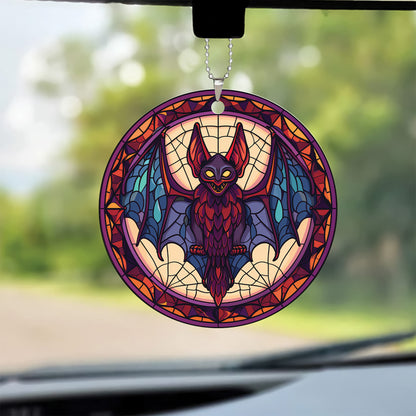 Teesdily | Bat Ornament, Halloween Bat Ornament Acrylic, Halloween Decor Car Hanging Rear View Mirror, Vampire Bat Gothic Ornament, Halloween Gift