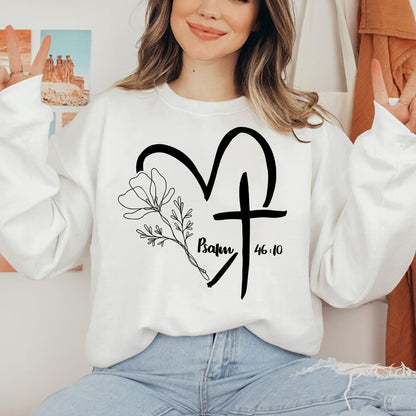 Teesdily | Jesus Shirt God Cross Flower Love Psalm, Faith Hope Love, Heart Cross God , Unisex Tshirt Hoodie Sweatshirt Mug, Religious Gift